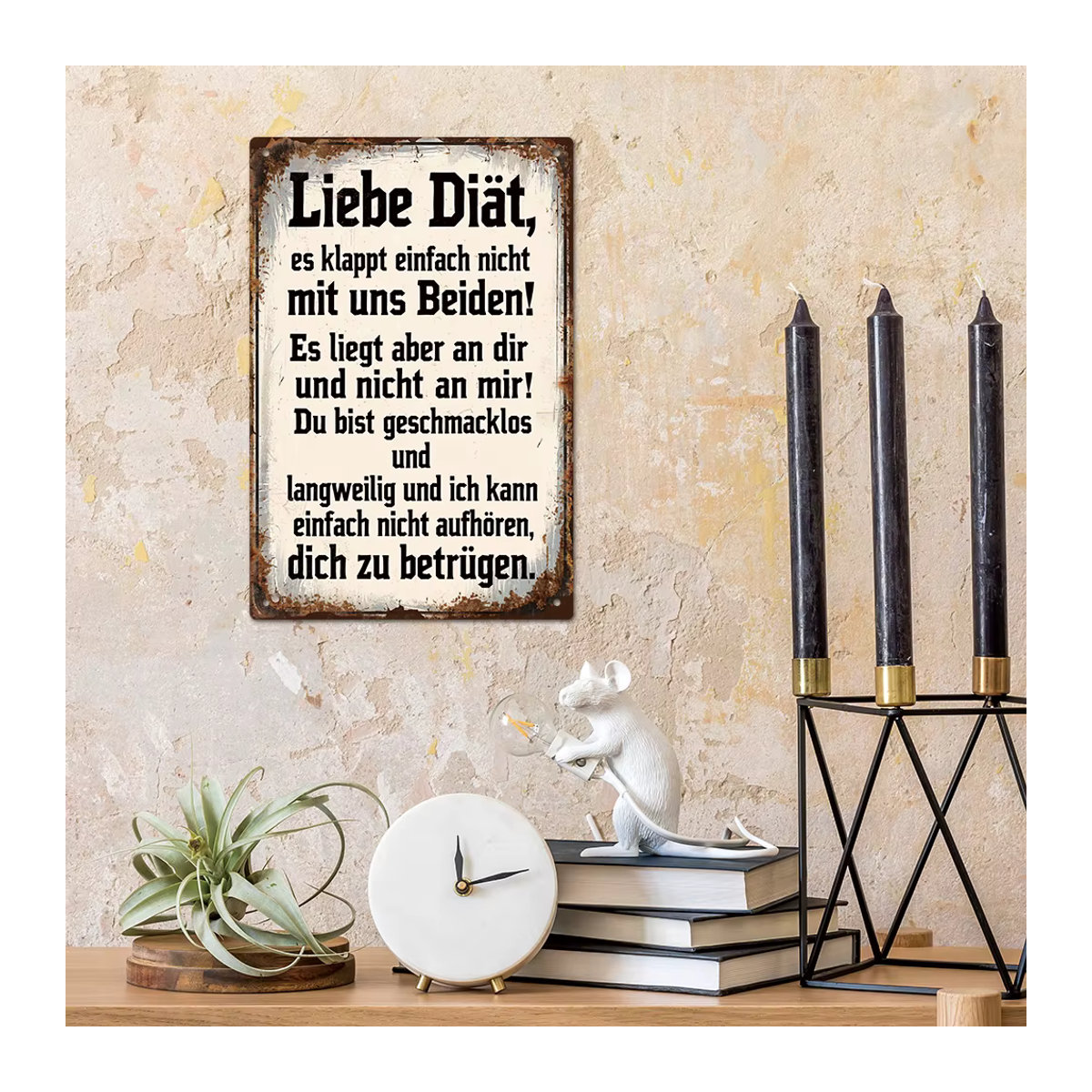 Putuo Decor Vintage Metallblechschild mit deutschem Zitat als Wandkunst für Zuhause und Bar, Weiß, Höhe: 30 cm, Breite: 20 cm - Bild 5