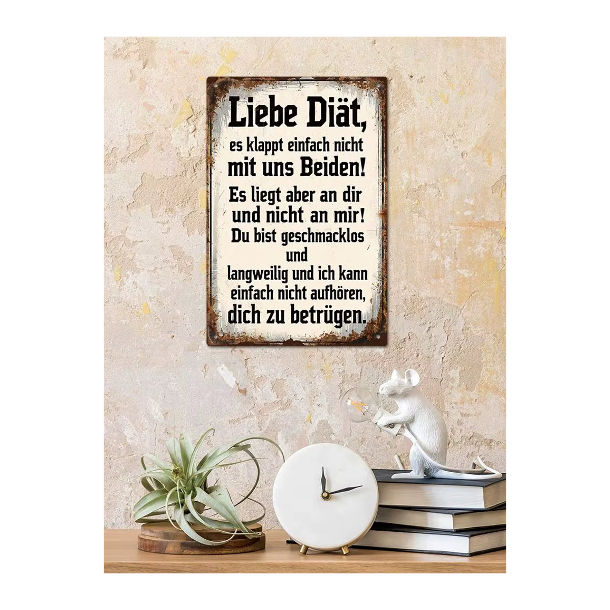 Putuo Decor Vintage Metallblechschild mit deutschem Zitat als Wandkunst für Zuhause und Bar, Weiß, Höhe: 30 cm, Breite: 20 cm - Bild 6