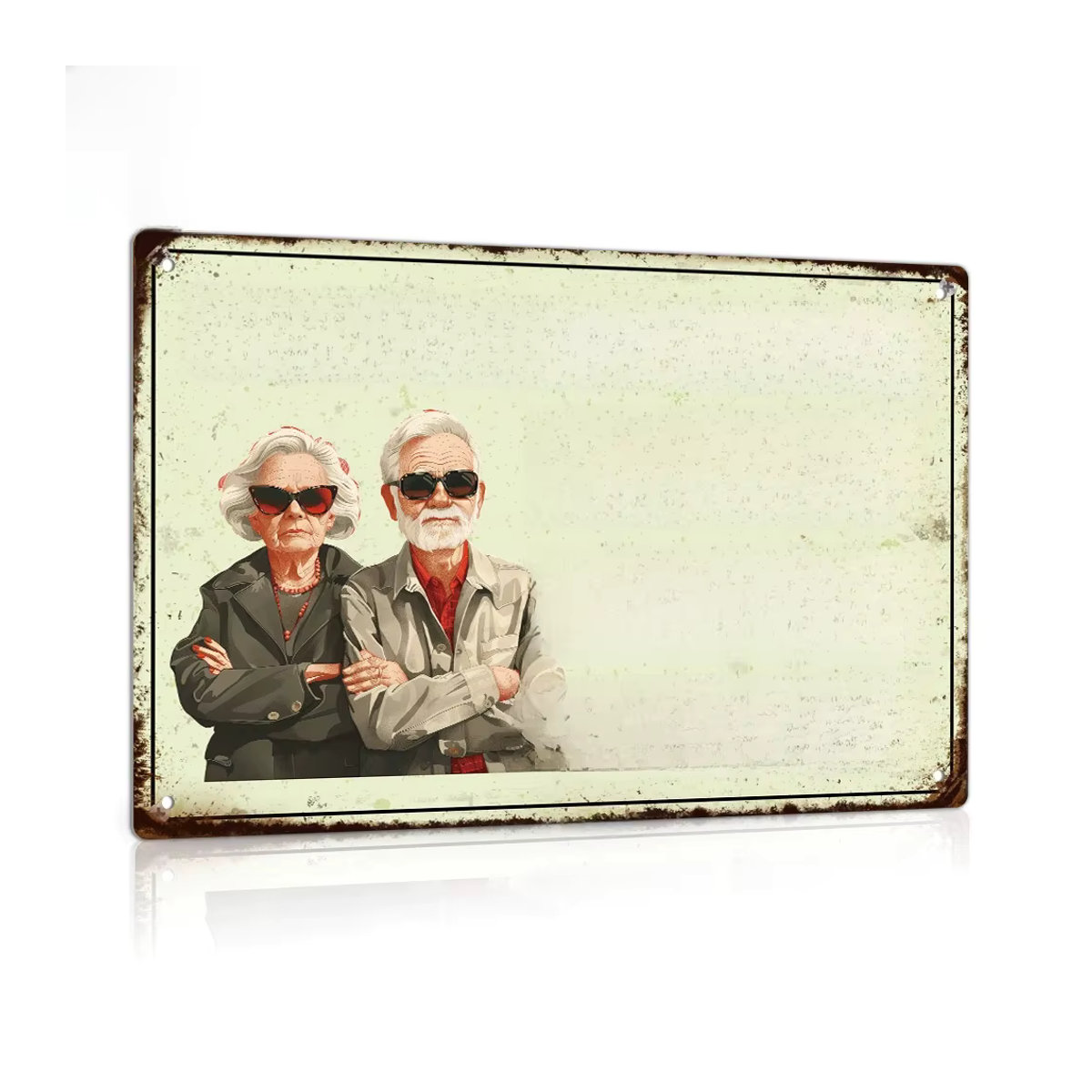 Putuo Decor Vintage Metallblechschild Wandkunst Porträt einer Frau und eines Mannes in Querformat, mehrfarbig - Bild 6