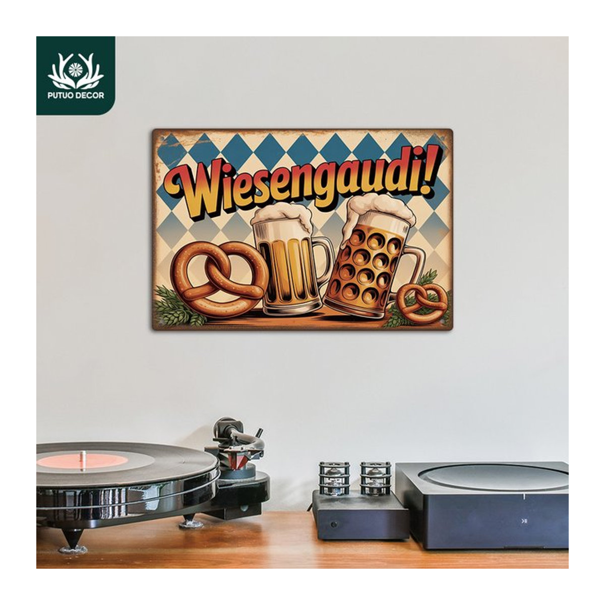 Putuo Decor Vintage Metallblechschild Wiesengaudi Wandkunst im Querformat, mehrfarbig, B: 30 cm, H: 20 cm - Bild 1