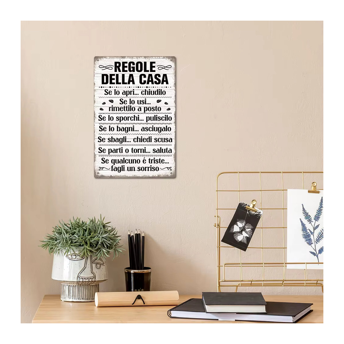Putuo Decor Vintage Metallschild Casa House Rules Wanddekoration Weiß, B: 20 cm, H: 30 cm (7,9 x 11,8 Zoll) - Bild 4