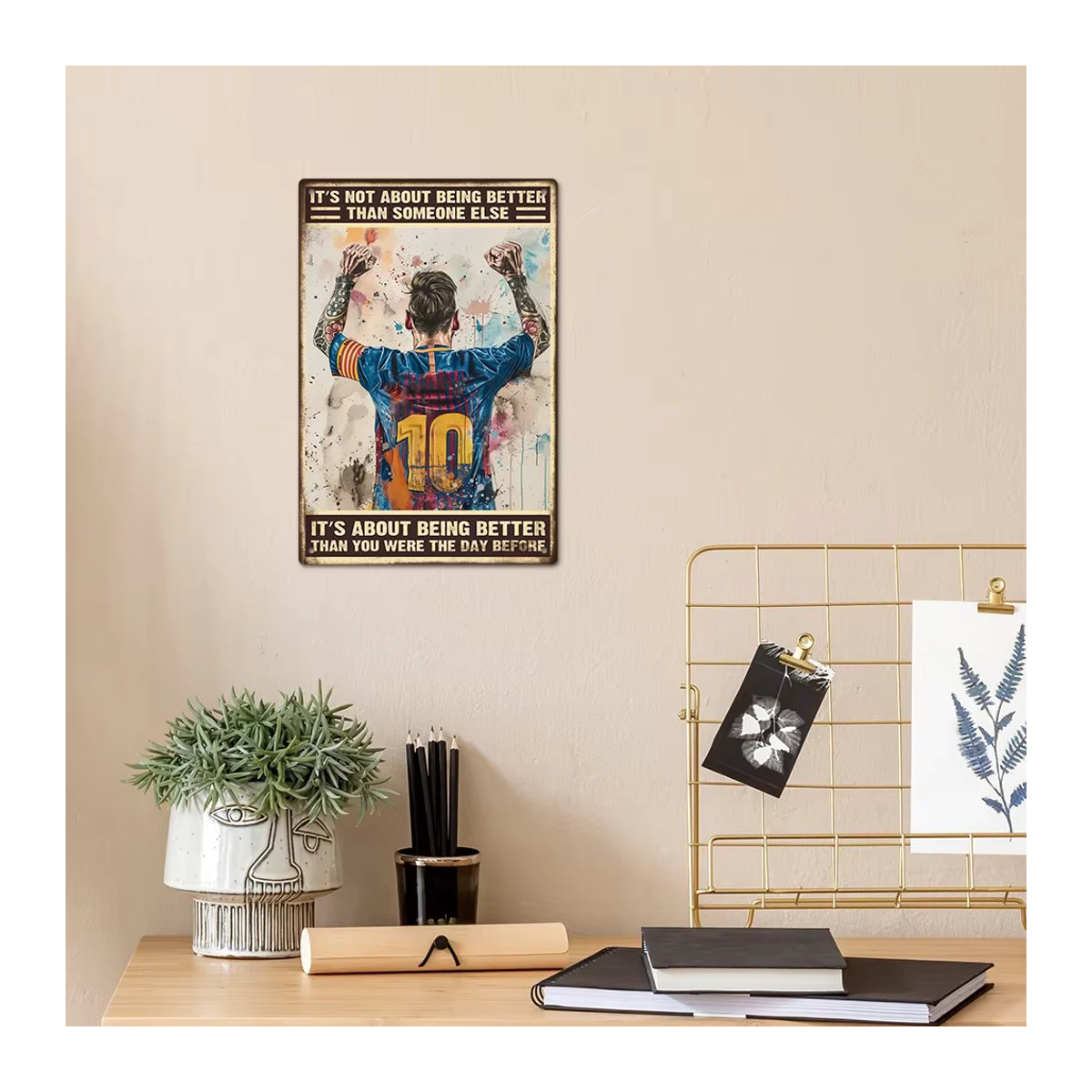 Putuo Decor Vintage Metallschild It's About Being Better Than You Were the Day Before Wanddekoration Typografie Mehrfarbig B: 30 cm, H: 20 cm - Bild 2