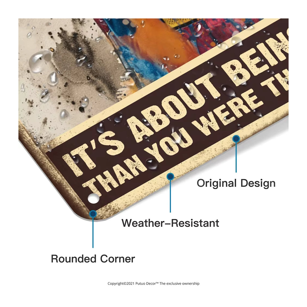 Putuo Decor Vintage Metallschild It's About Being Better Than You Were the Day Before Wanddekoration Typografie Mehrfarbig B: 30 cm, H: 20 cm - Bild 4