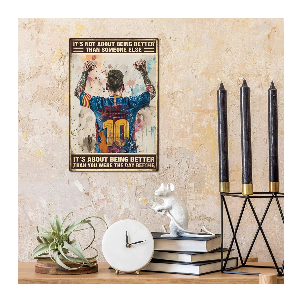 Putuo Decor Vintage Metallschild It's About Being Better Than You Were the Day Before Wanddekoration Typografie Mehrfarbig B: 30 cm, H: 20 cm - Bild 5