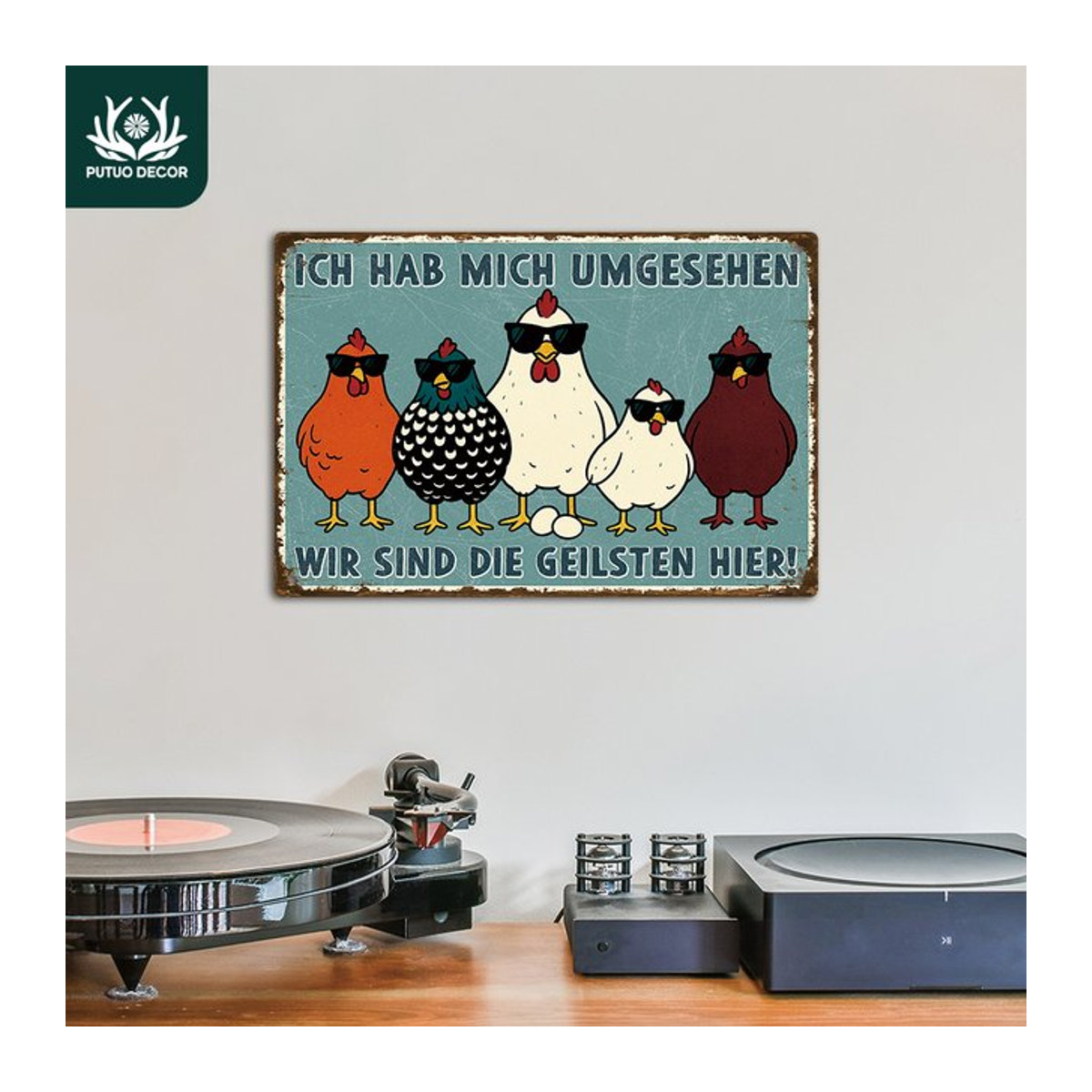 Putuo Decor Vintage Metallschild UMGESEHEN WIR SIND DIE GEILSTEN Wandkunst-Dekoration in Querformat, mehrfarbig, B/H: 30 x 20 cm - Bild 1