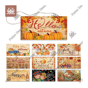 Putuo Dekor Holzschild Hallo Herbst als hängende Wanddekoration im Landhausstil, mehrfarbig, rechteckig