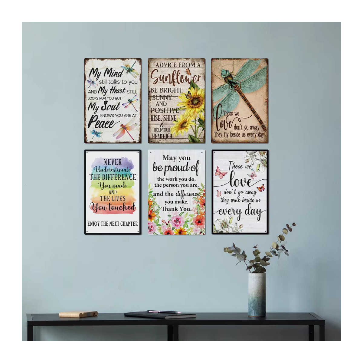 Putuo Dekor Vintage Metall Wandzeichen mit inspirierendem Slogan, mehrfarbig, B: 20 cm, H: 20 cm - Bild 2