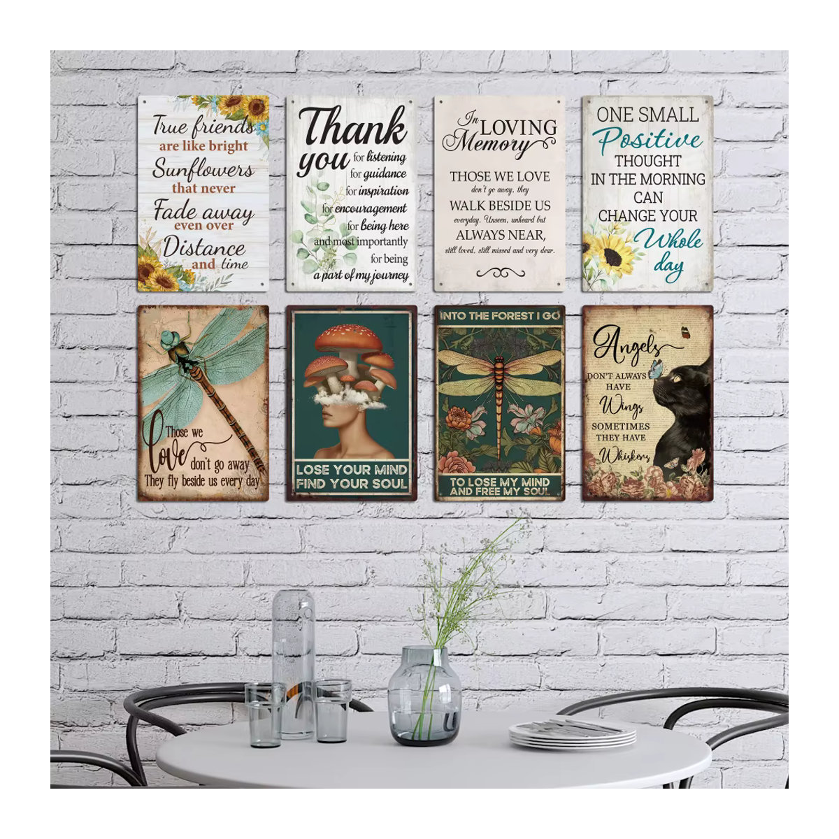 Putuo Dekor Vintage Metall Wandzeichen mit inspirierendem Slogan, mehrfarbig, B: 20 cm, H: 20 cm - Bild 4