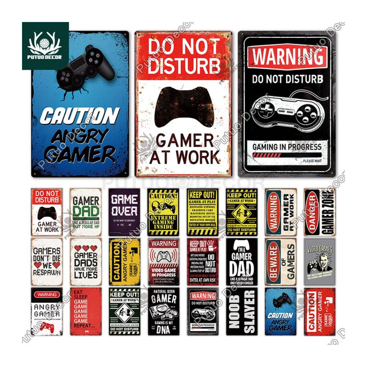 Putuo Dekor Vintage Metallschild Gaming Retro Wandkunst für dein Spielzimmer, mehrfarbig, Rechteck, H: 30 x B: 20,06 x T: 0,24 cm - Bild 1