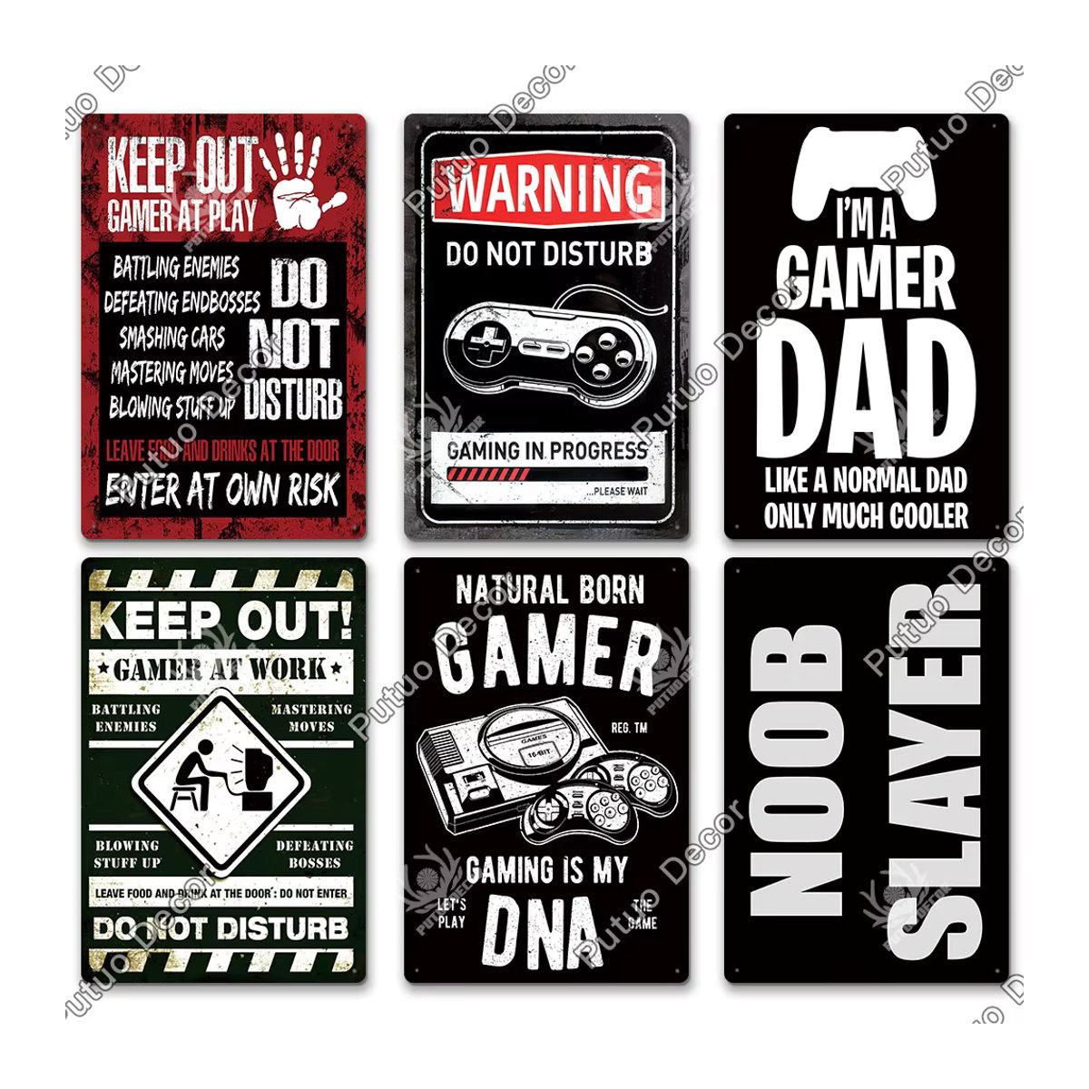 Putuo Dekor Vintage Metallschild Gaming Retro Wandkunst für dein Spielzimmer, mehrfarbig, Rechteck, H: 30 x B: 20,06 x T: 0,24 cm - Bild 2