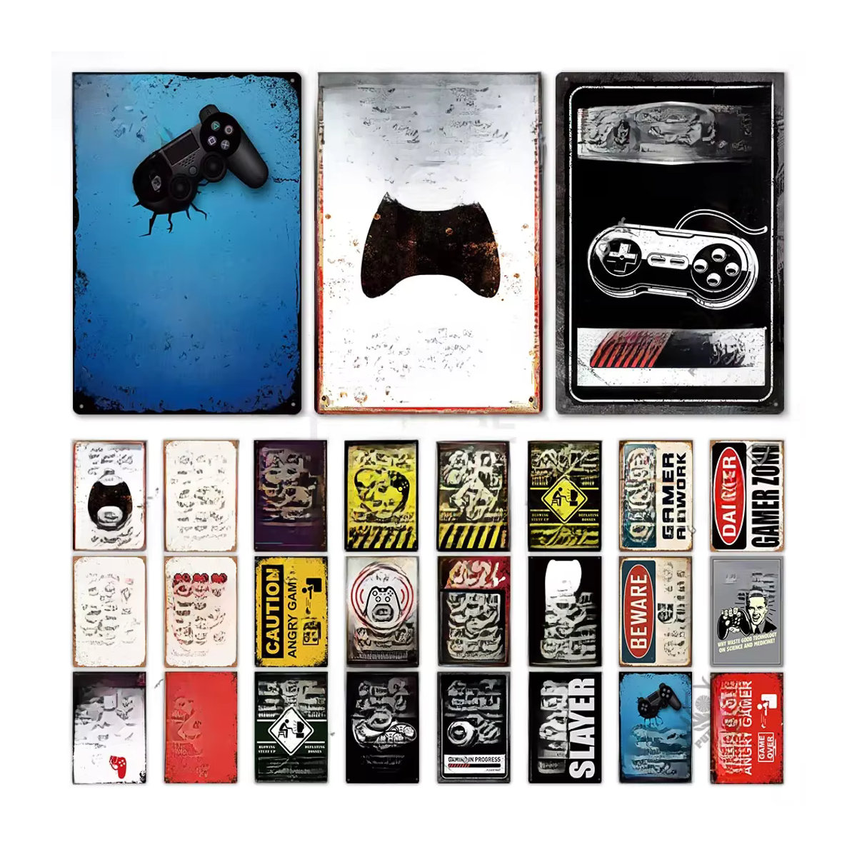 Putuo Dekor Vintage Metallschild Gaming Retro Wandkunst für dein Spielzimmer, mehrfarbig, Rechteck, H: 30 x B: 20,06 x T: 0,24 cm - Bild 3