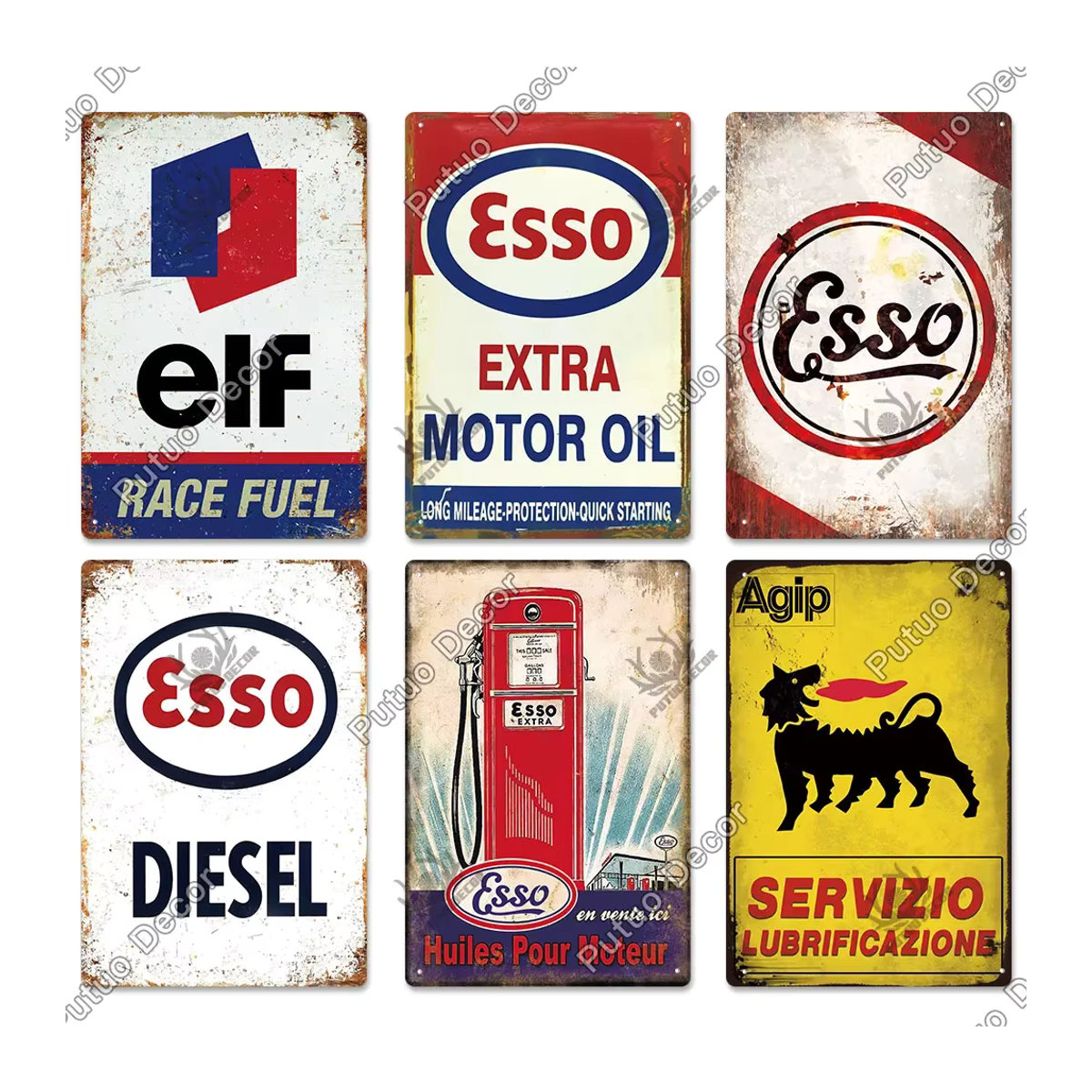 Putuo Dekor Vintage Metallschild Gas Öl Garage Retro Wanddeko Mehrfarbig B/H: 30 x 30 cm - Bild 2