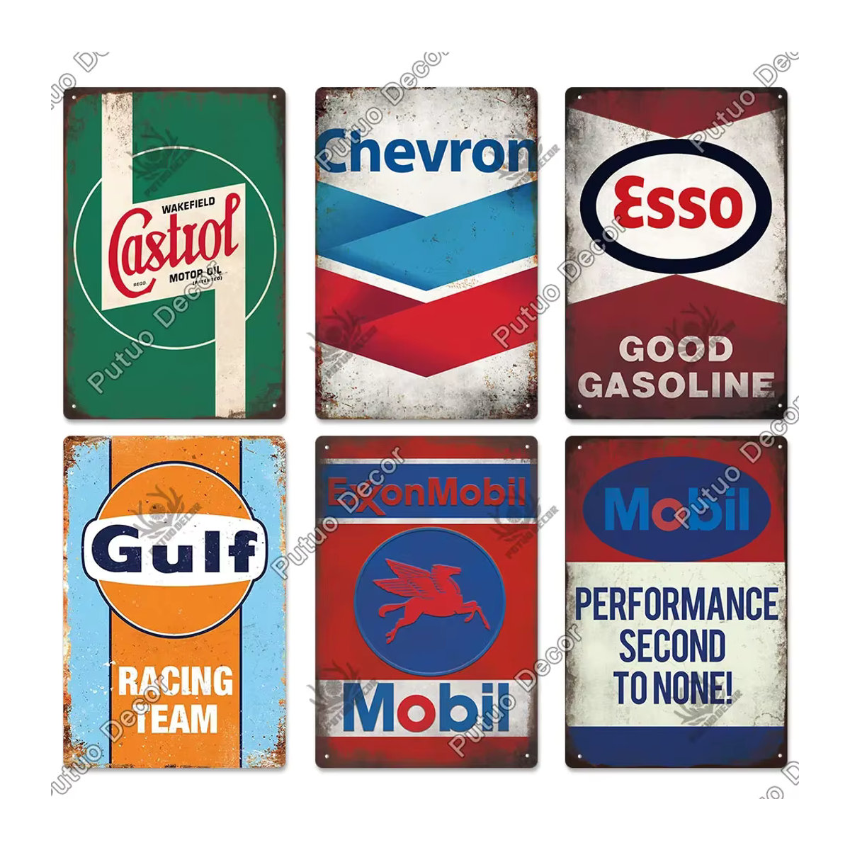 Putuo Dekor Vintage Metallschild Gas Öl Garage Retro Wanddeko Mehrfarbig B/H: 30 x 30 cm - Bild 3