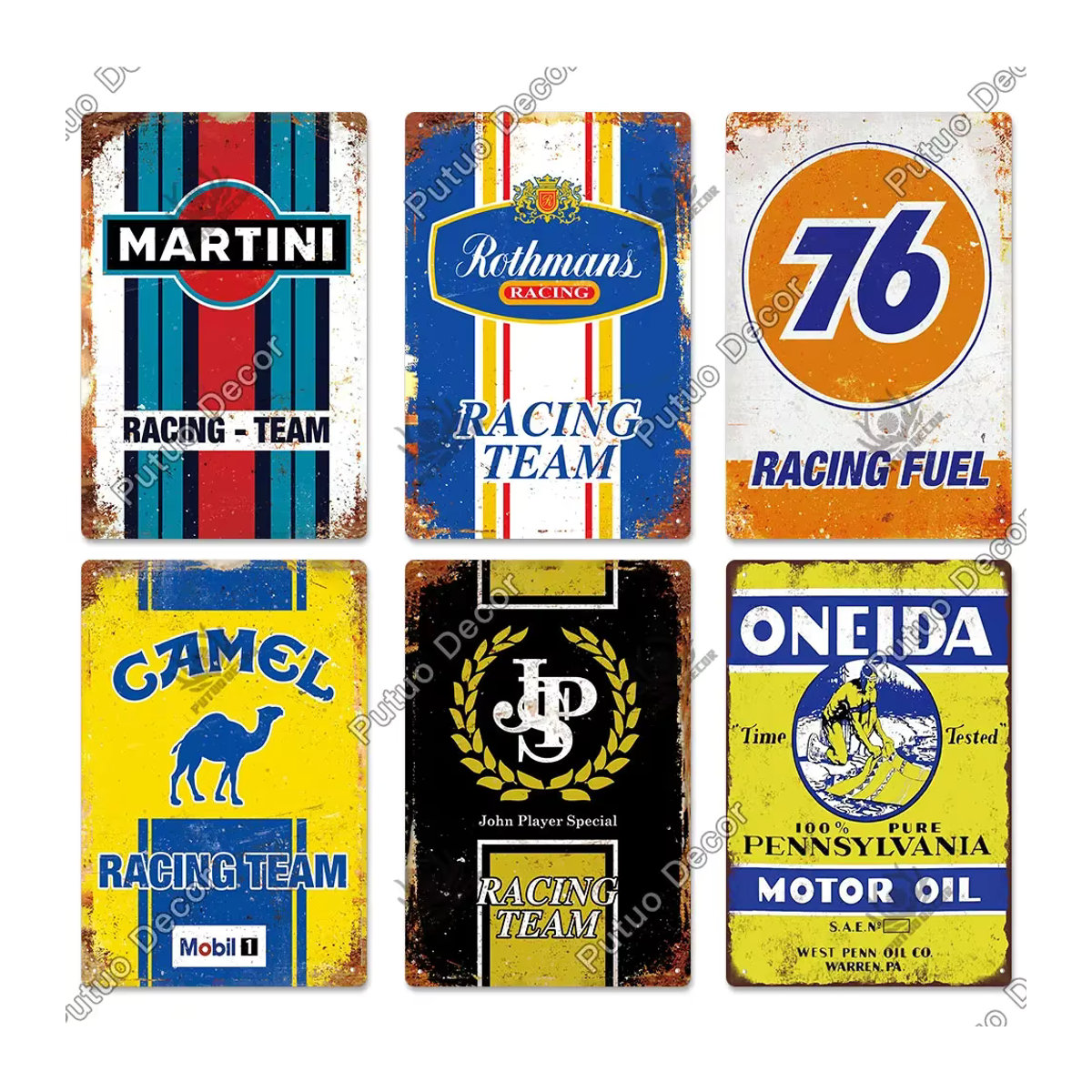Putuo Dekor Vintage Metallschild Gas Öl Garage Retro Wanddeko Mehrfarbig B/H: 30 x 30 cm - Bild 4