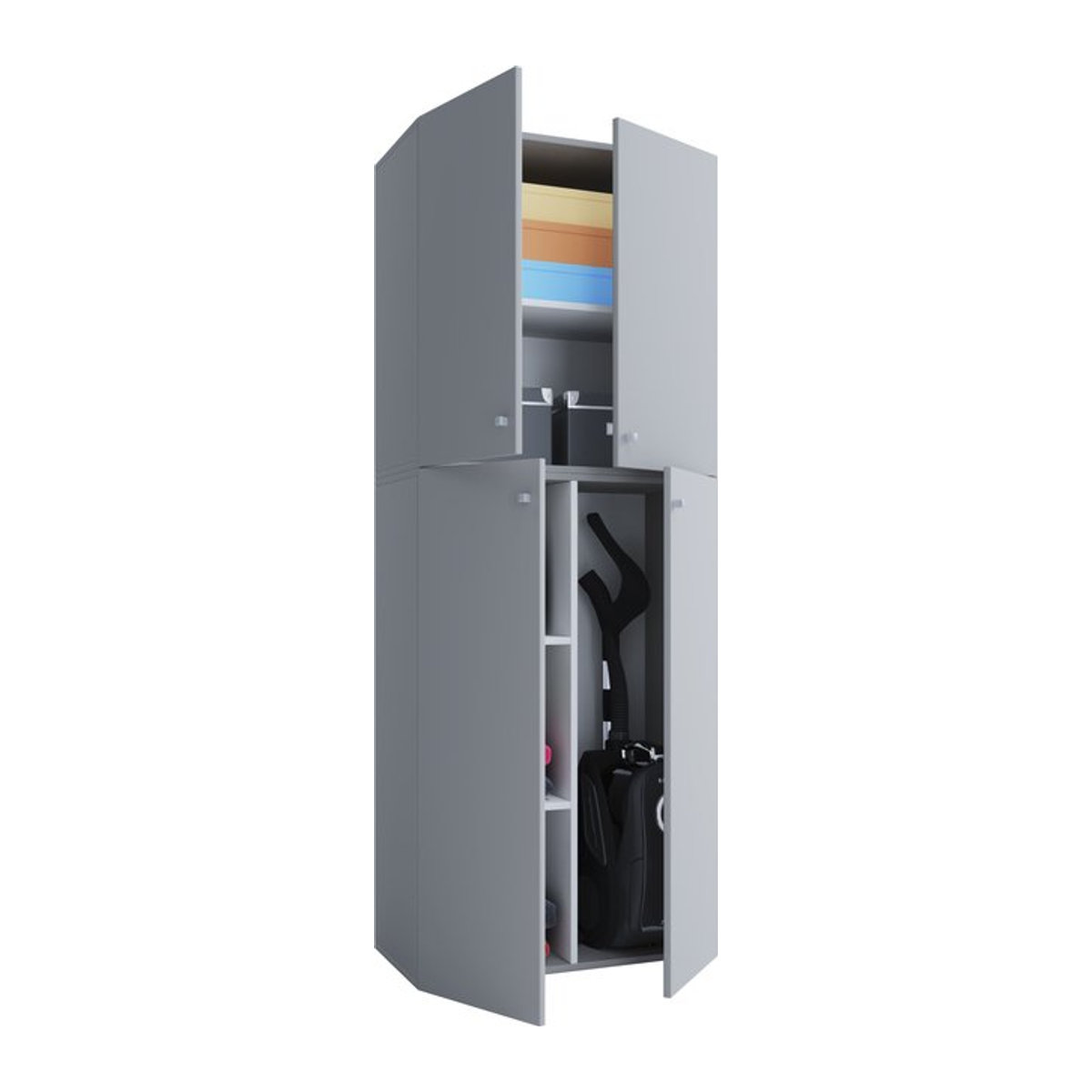 Putzschrank Lona XXL von VCM in Grau und Weiß mit verstellbaren Regalböden B/H/T: 70 x 182 x 39 cm - Bild 1