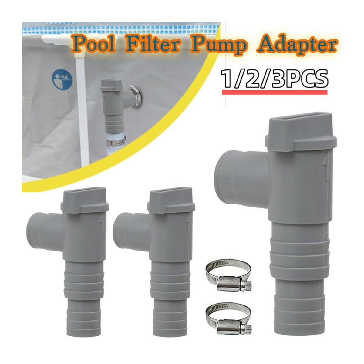 PVC Pool Filter Pumpe Adapter aus Kunststoff mit 32mm Auf/Off Kolbenventil für Pool Schlauch Zubehör - Bild 1