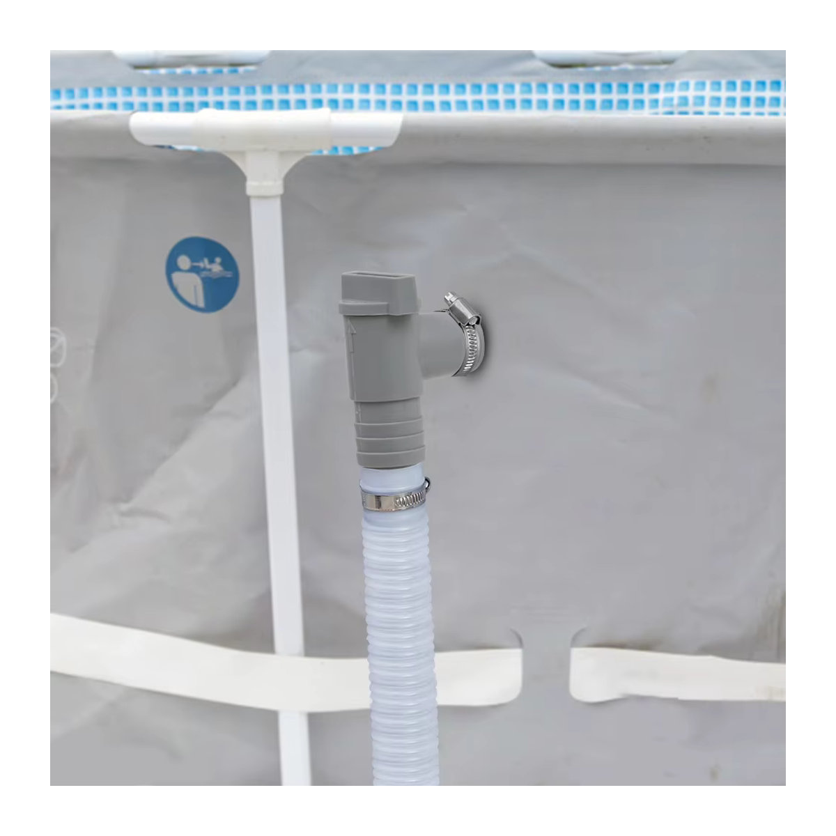PVC Pool Filter Pumpe Adapter aus Kunststoff mit 32mm Auf/Off Kolbenventil für Pool Schlauch Zubehör - Bild 3