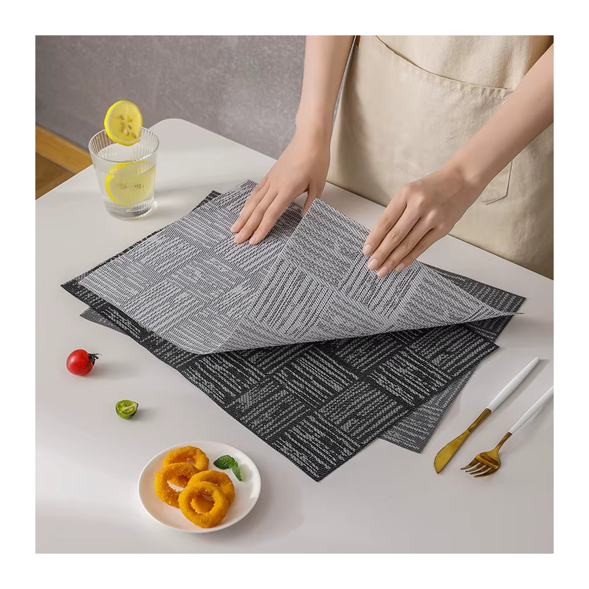 PVC Woven Tischset Tabletex rutschfeste Platzmatte grau - Bild 2