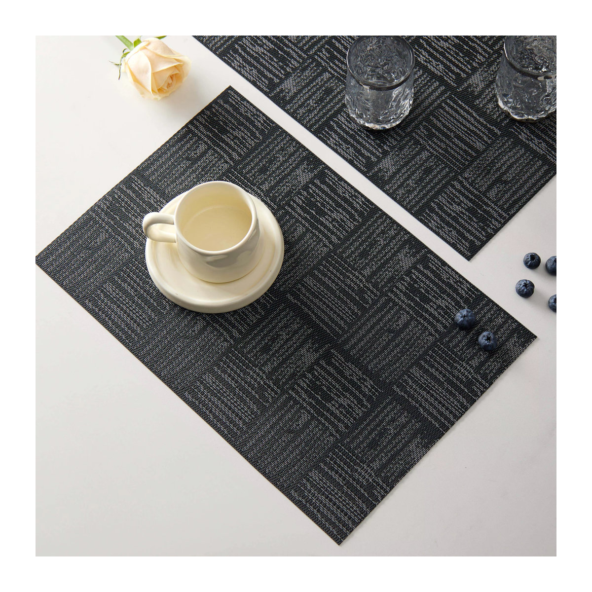 PVC Woven Tischset Tabletex rutschfeste Platzmatte grau - Bild 3