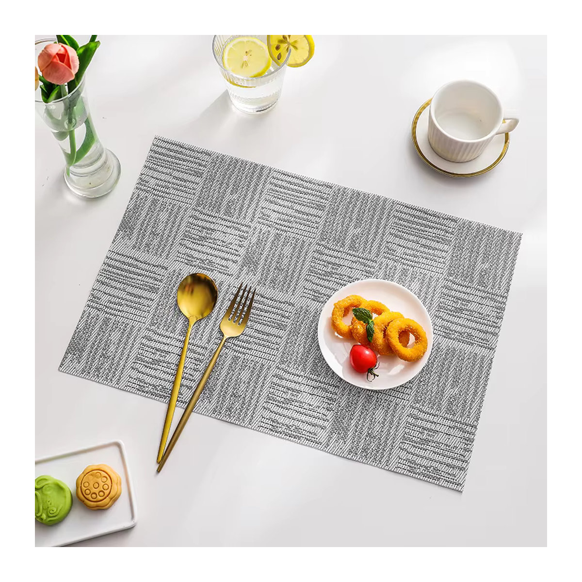 PVC Woven Tischset Tabletex rutschfeste Platzmatte grau - Bild 5