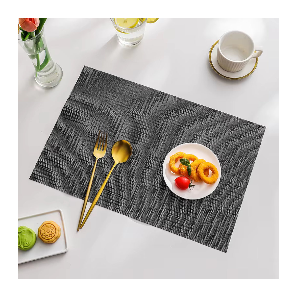 PVC Woven Tischset Tabletex rutschfeste Platzmatte grau - Bild 6