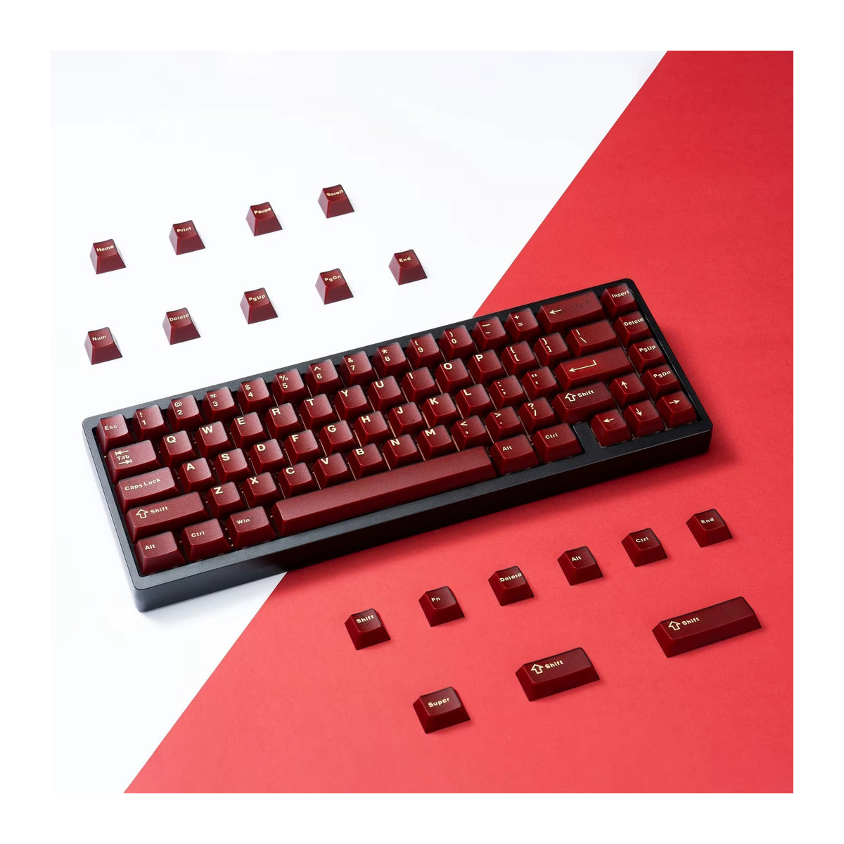 Pyga Red Double Shot Translucent Keycaps Cherry Profile: 118 halbtransparente ABS-Tastenkappen in Rot für Cherry MX Switches - Bild 2