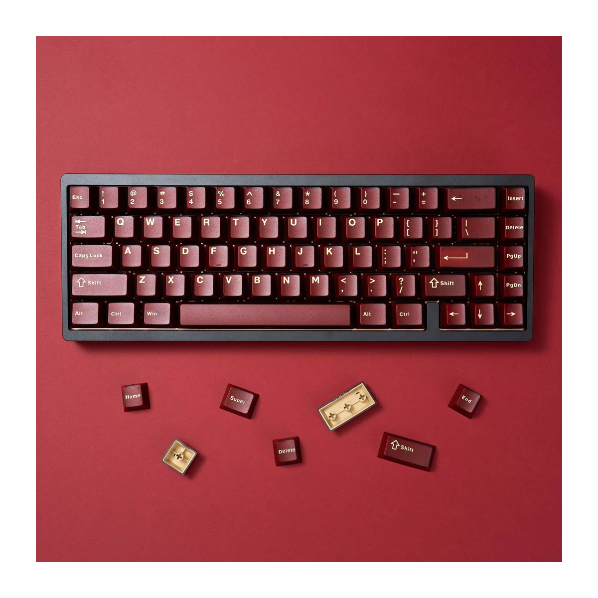 Pyga Red Double Shot Translucent Keycaps Cherry Profile: 118 halbtransparente ABS-Tastenkappen in Rot für Cherry MX Switches - Bild 3