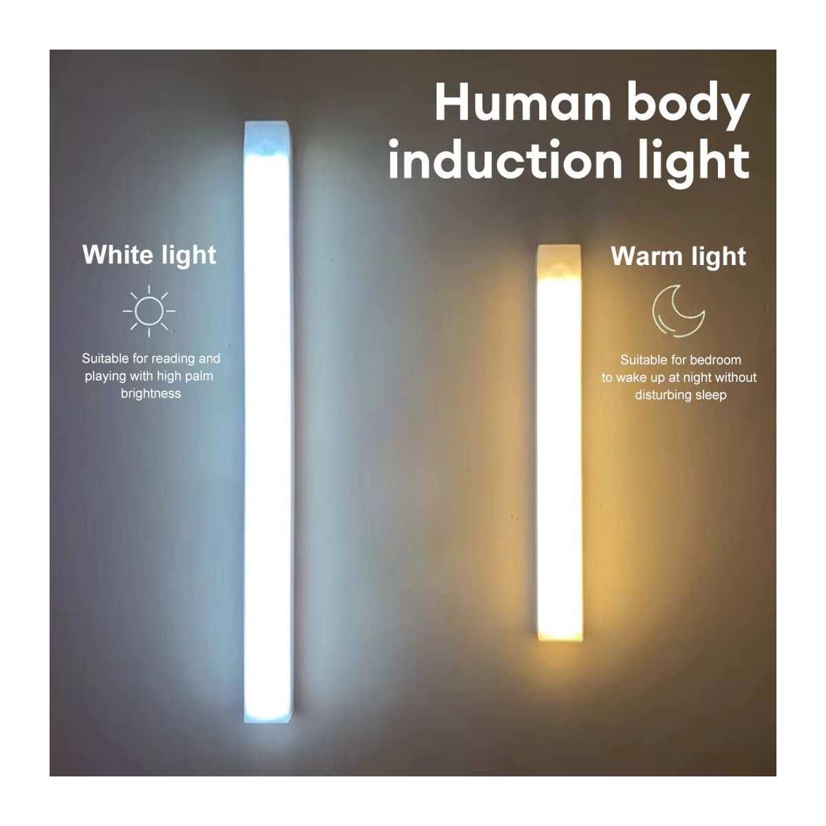 Pzsunly LED Bar Licht mit Bewegungssensor, drahtlose Möbelbeleuchtung in Weiß, Warmweiß, minimalistisches Design für Küchenschrank und Kleiderschrank - Bild 2