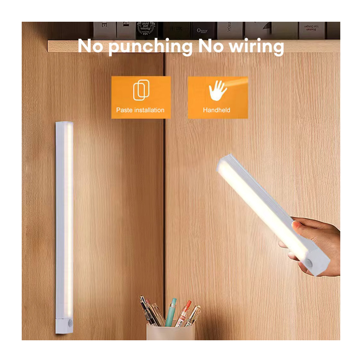 Pzsunly LED Bar Licht mit Bewegungssensor, drahtlose Möbelbeleuchtung in Weiß, Warmweiß, minimalistisches Design für Küchenschrank und Kleiderschrank - Bild 3