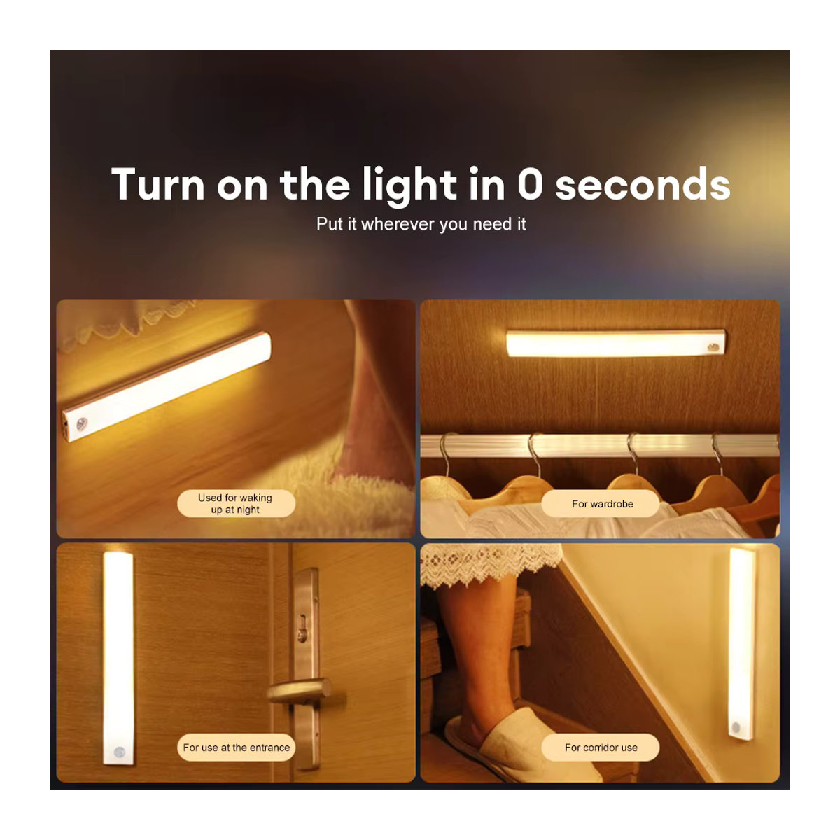 Pzsunly LED Bar Licht mit Bewegungssensor, drahtlose Möbelbeleuchtung in Weiß, Warmweiß, minimalistisches Design für Küchenschrank und Kleiderschrank - Bild 6