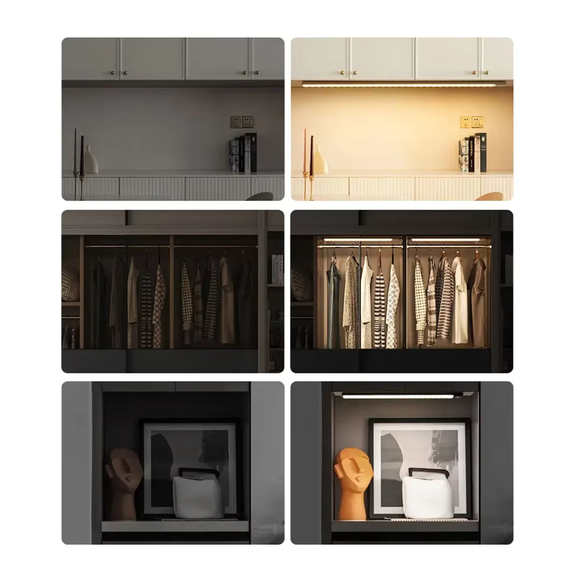 Pzsunly LED-Barlicht mit Bewegungsmelder, USB wiederaufladbare Schrankleuchte in Weiß für Küche und Kleiderschrank - Bild 4