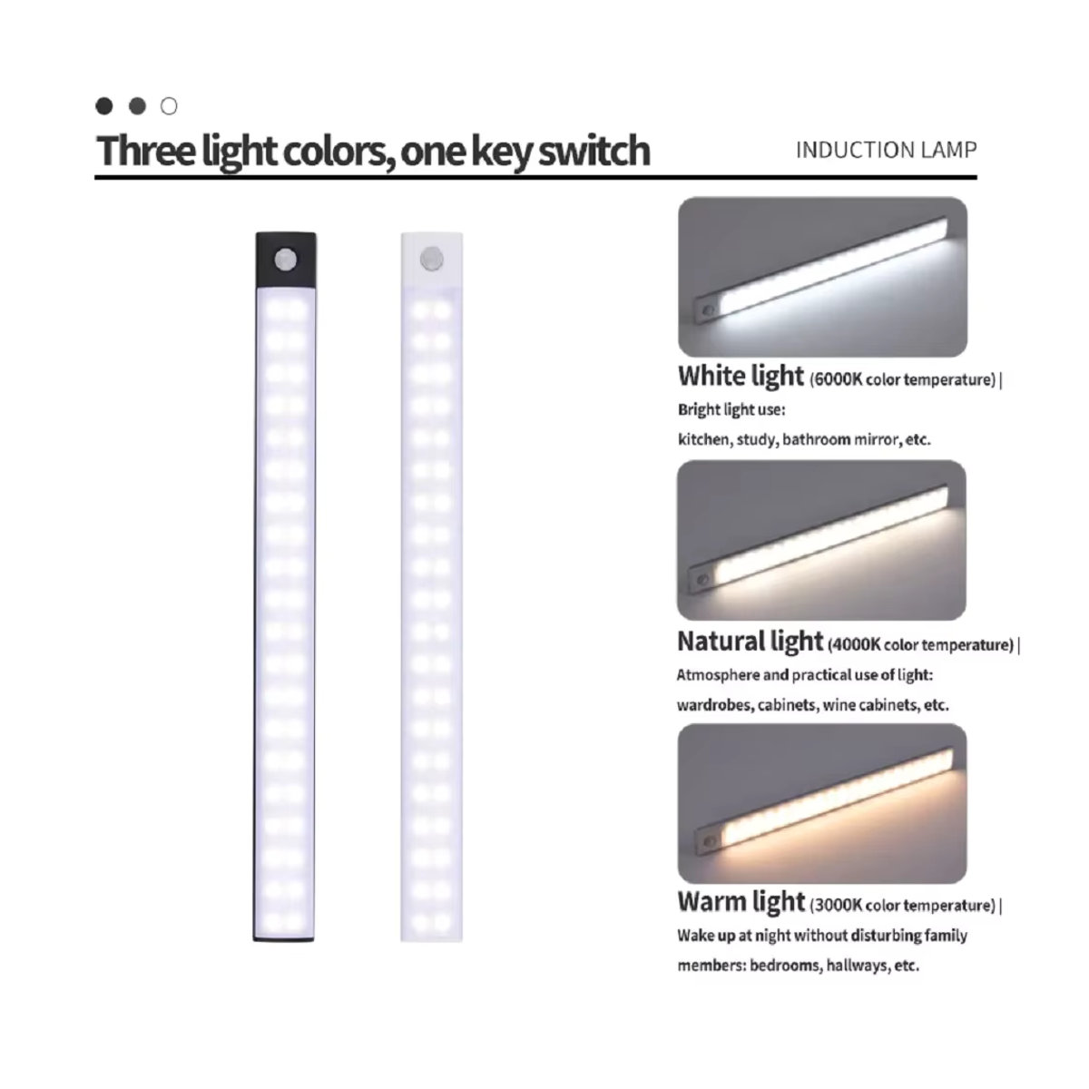 Pzsunly LED-Barlicht mit Bewegungsmelder, USB wiederaufladbare Schrankleuchte in Weiß für Küche und Kleiderschrank - Bild 5