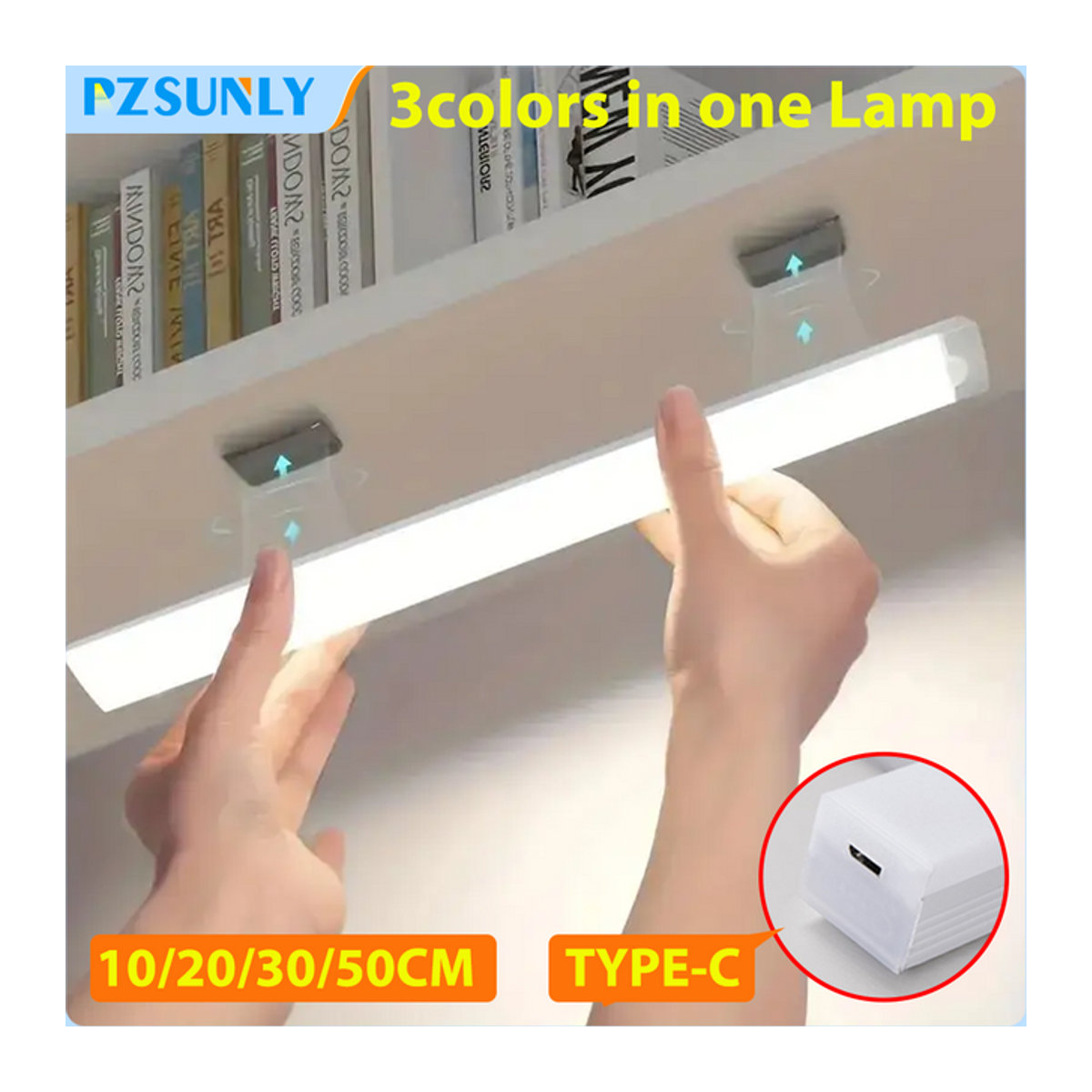 Pzsunly LED-Bewegungssensor Licht, kabelloses wiederaufladbares Nachtlicht mit Typ-C-Anschluss, minimalistisches Design für Kleiderschrank, Treppe und Küchenbeleuchtung - Bild 1