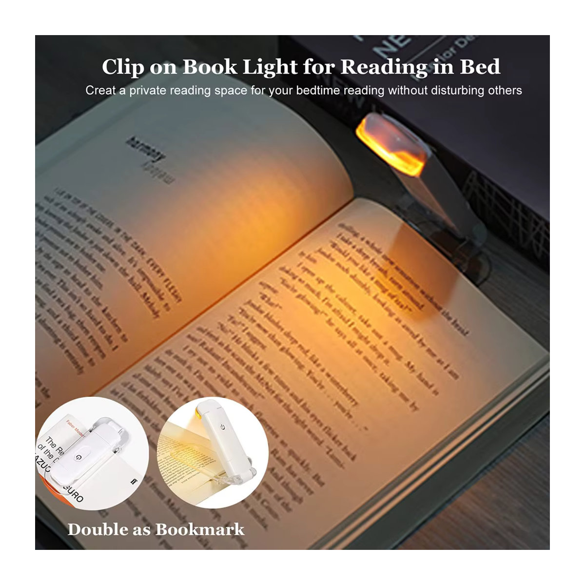 Pzsunly LED USB wiederaufladbares Leselicht mit Augenschutz, minimalistisches Clip-Nachtlicht für Bücher und Schreibtisch - Bild 4