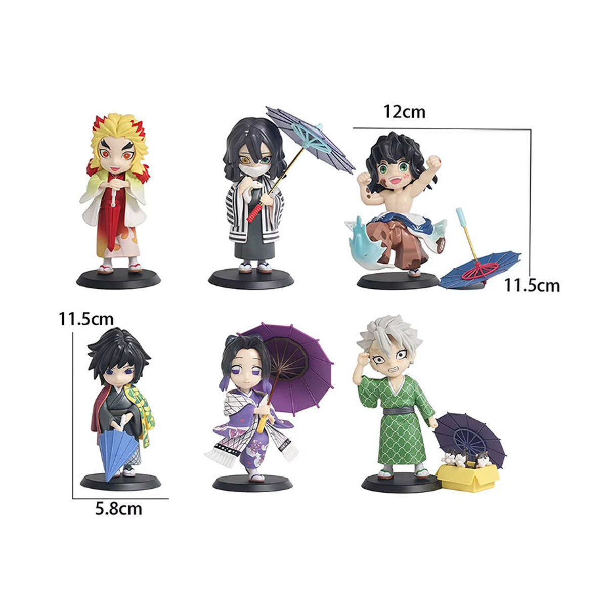 Q-Plum Rain Series Demon Slayer Blind Box Mini-Figuren aus Kunststoff, Kimetsu No Yaiba Sammelfiguren in Mehrfarbig, Desktop-Dekoration - Bild 2
