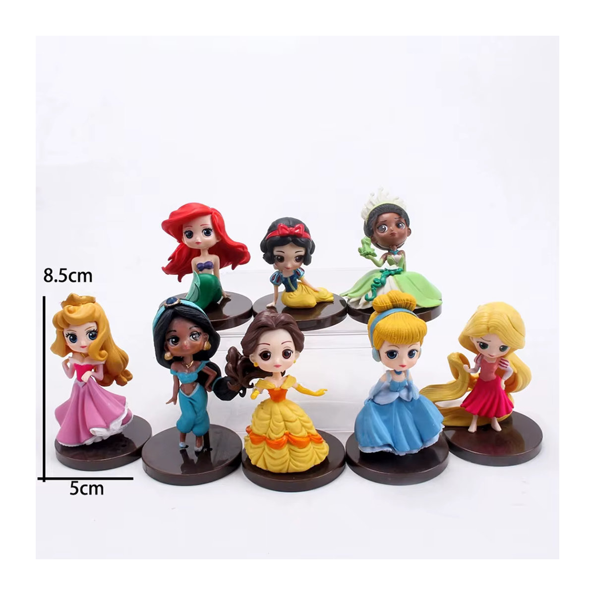 Q Posket Disney Prinzessinnen Figuren Set 8-teilig aus Kunststoff, mehrfarbig, Höhe: 5-8 cm - Bild 2