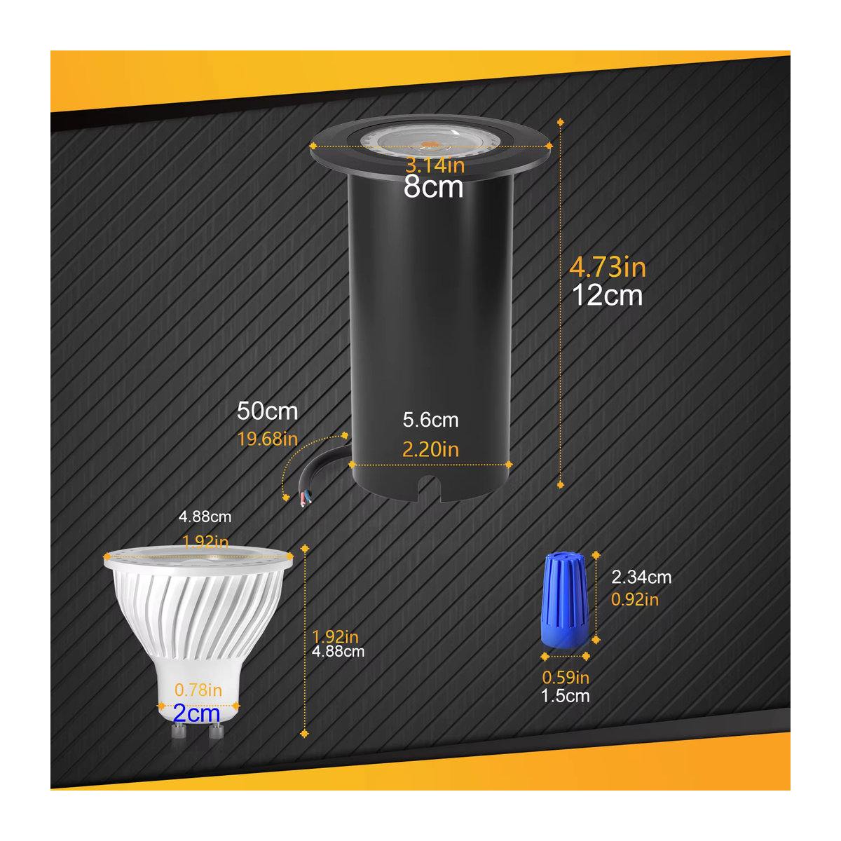 QACA 6er-Pack LED-Landschaftsbeleuchtung Schwarz mit Glas, IP67 wasserdichte Brunnenlampen für Garten und Außenbereich - Bild 4