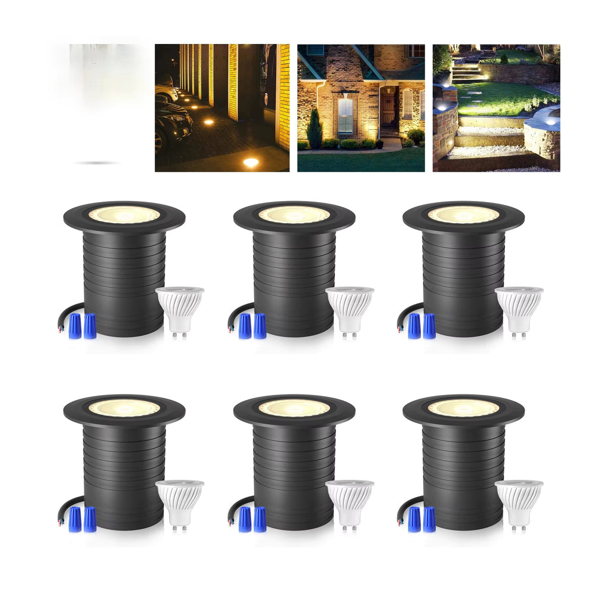 QACA 6er-Pack LED-Landschaftsbeleuchtung Schwarz mit Glas, IP67 wasserdichte Brunnenlampen für Garten und Außenbereich - Bild 5
