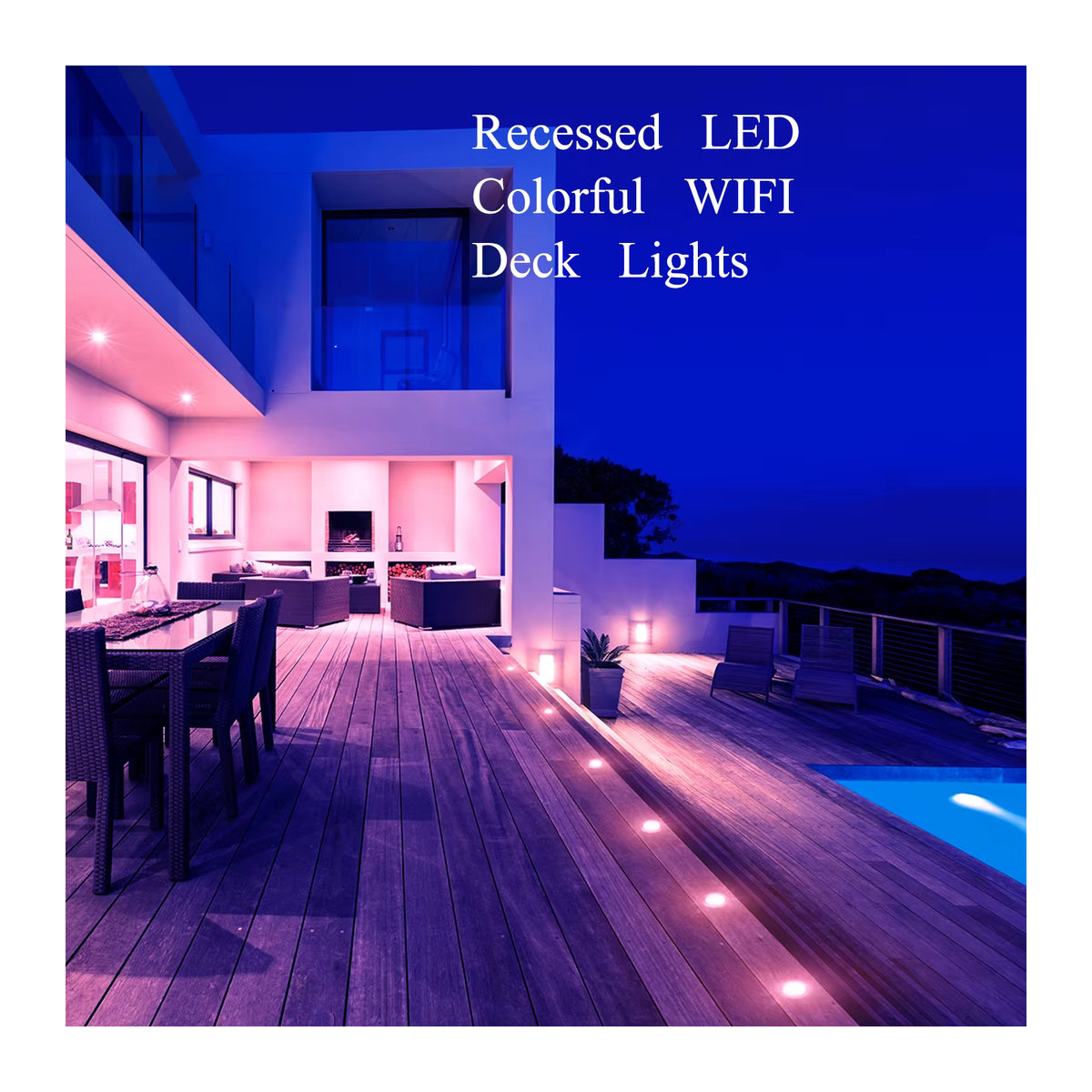 QACA RGB WIFI LED Einbau-Terrassenleuchte IP67 Wasserdicht in Schwarz für Garten und Außenbereich - Bild 3