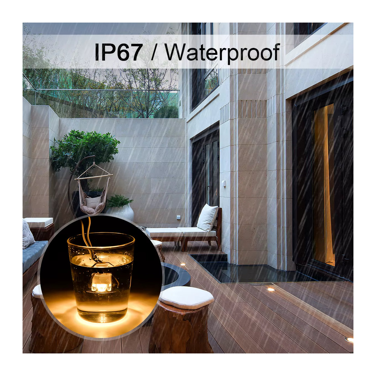 QACA RGB WIFI LED Einbau-Terrassenleuchte IP67 Wasserdicht in Schwarz für Garten und Außenbereich - Bild 4