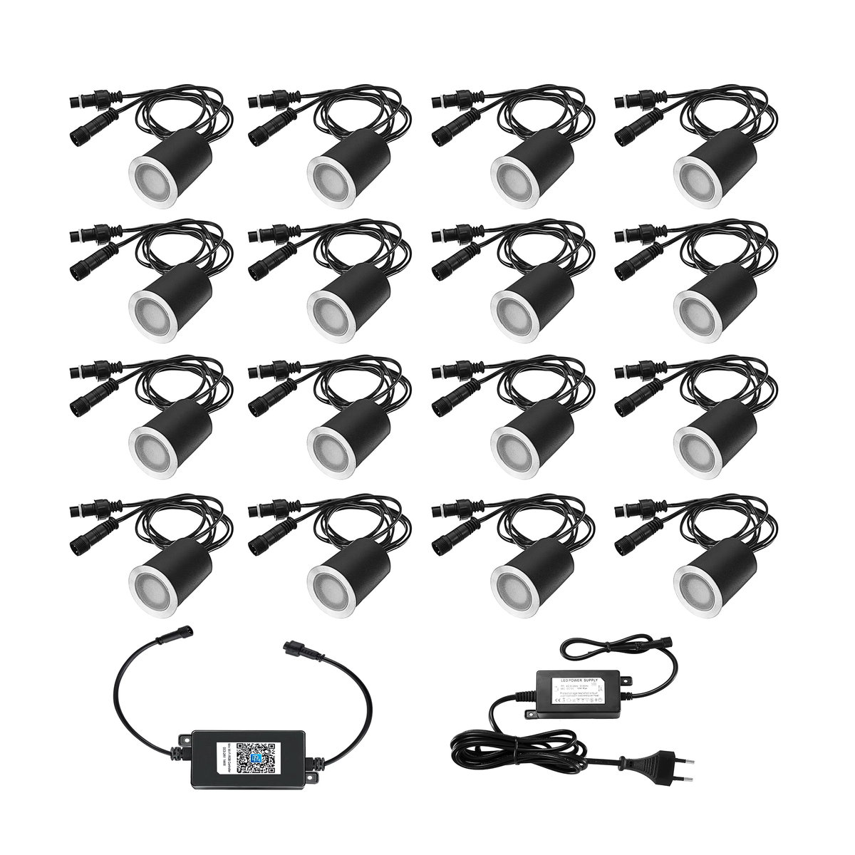 QACA RGB WIFI LED Einbau-Terrassenleuchte IP67 Wasserdicht in Schwarz für Garten und Außenbereich - Bild 5