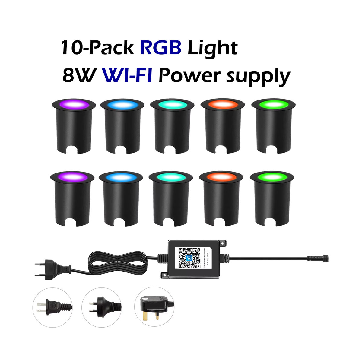 QACA RGB WIFI LED Einbau-Terrassenleuchte IP67 Wasserdicht in Schwarz für Garten und Außenbereich - Bild 6