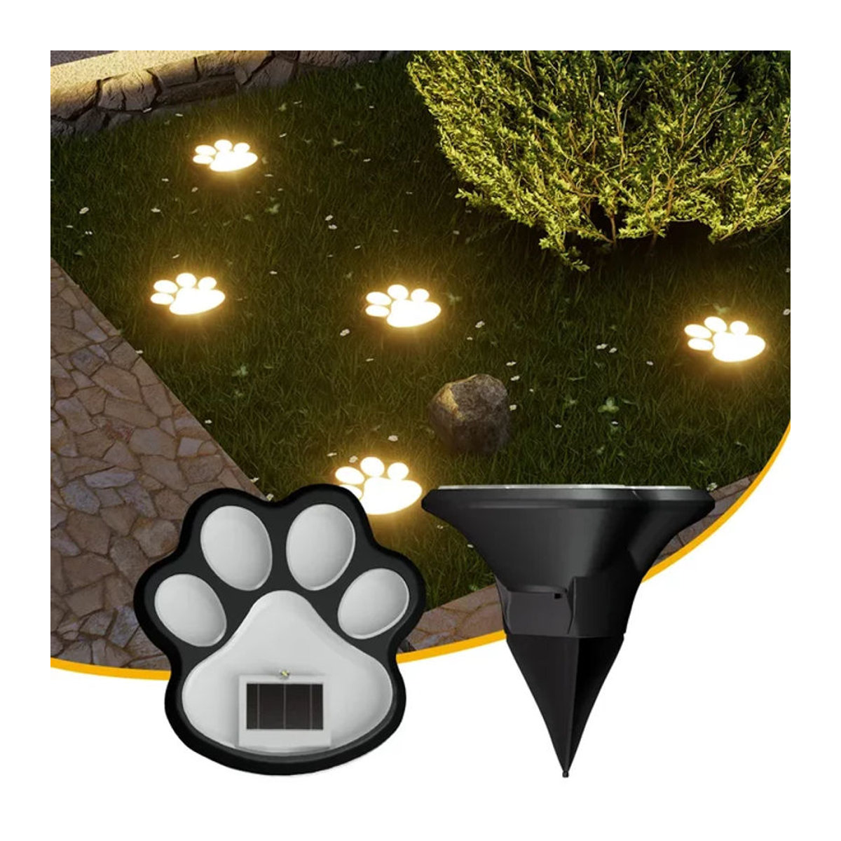 QHSPE Solar-Rasenleuchte LED Hundepfote Schwarz für Garten und Außenbereich - Bild 1