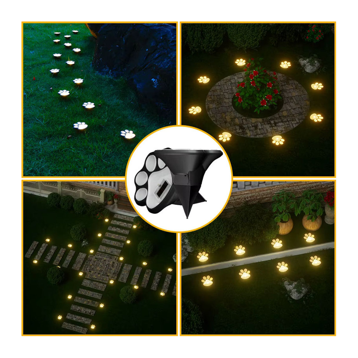 QHSPE Solar-Rasenleuchte LED Hundepfote Schwarz für Garten und Außenbereich - Bild 2
