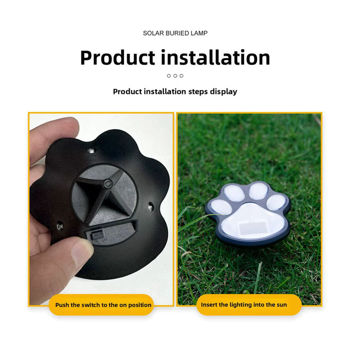 QHSPE Solar-Rasenleuchte LED Hundepfote Schwarz für Garten und Außenbereich - Bild 3