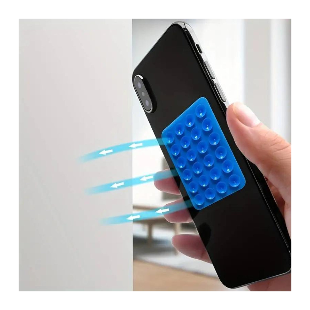 QI CHEN Silikon-Telefonhaltermatte mit Saugnapf, quadratischer Wandständer in Schwarz, rutschfest und minimalistisch - Bild 6