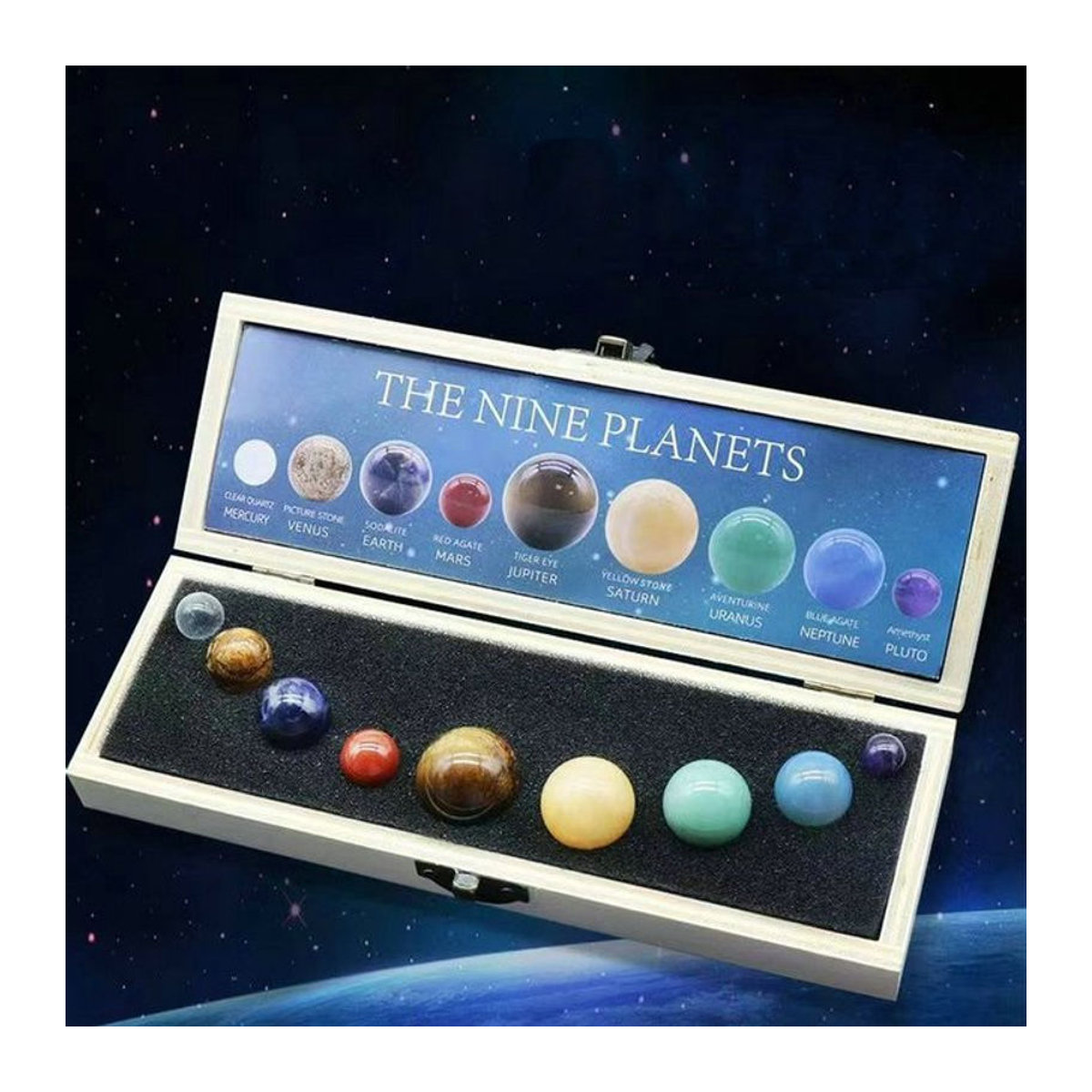 QIAO Kristallkugel-Set mit 9 Planeten des Sonnensystems als dekoratives Modell aus mehrfarbigen Edelsteinen - Bild 1