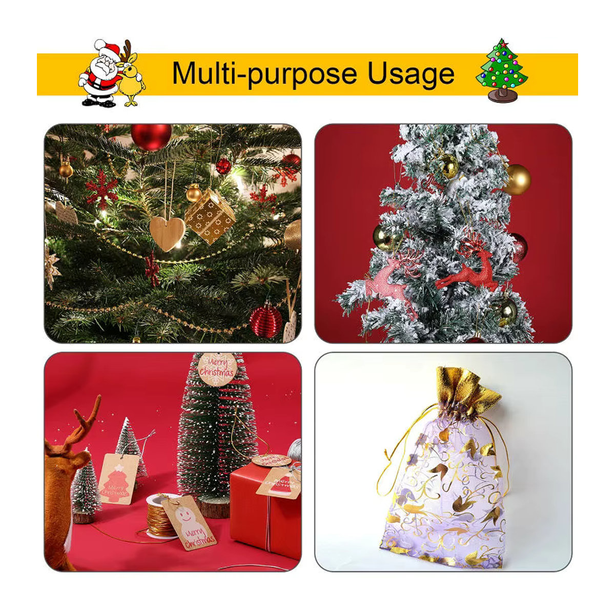 QIAO Metallische Ornamentschnur rund 0,2–1 mm in Silber und Gold als Schmuckfaden für Weihnachtsbaum und Bastelarbeiten - Bild 3
