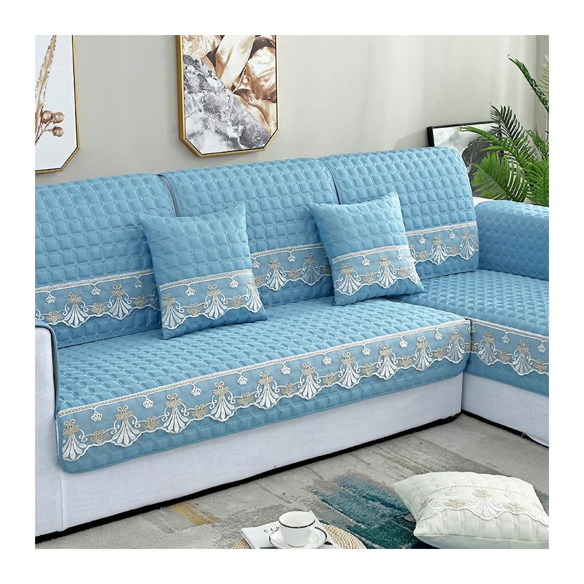 Qiaohao Anti-Rutsch Sofakissen aus Handtuchstoff als Sofaüberwurf für das Wohnzimmer, B/B/H: 70 x 70 cm - Bild 2