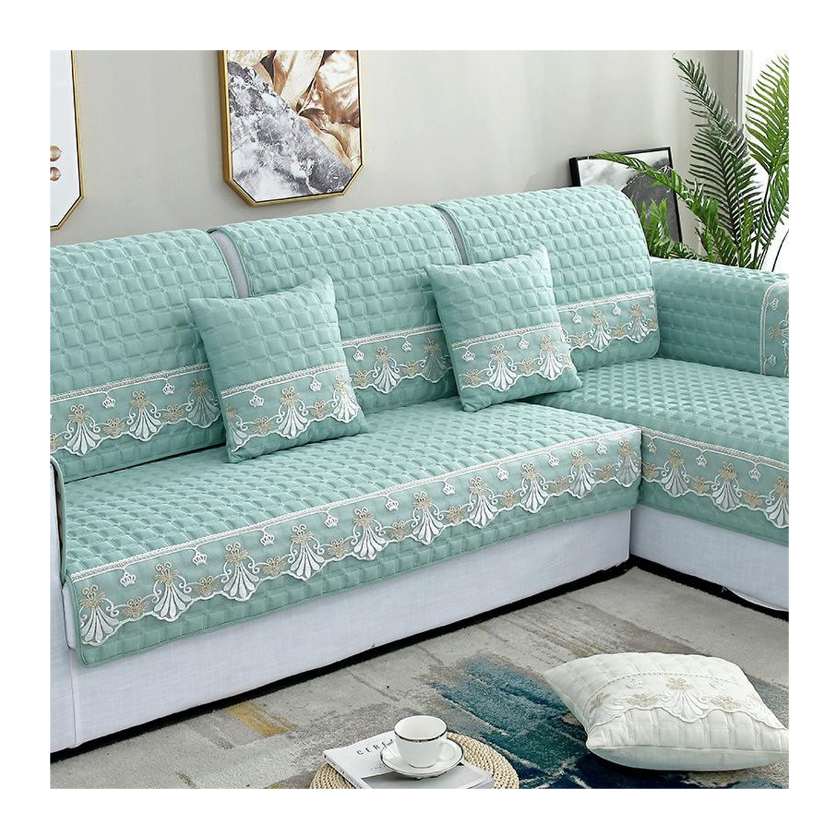 Qiaohao Anti-Rutsch Sofakissen aus Handtuchstoff als Sofaüberwurf für das Wohnzimmer, B/B/H: 70 x 70 cm - Bild 3